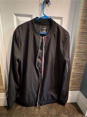 H.T. Naio Black Bomber Jacket with Stripe Liner
